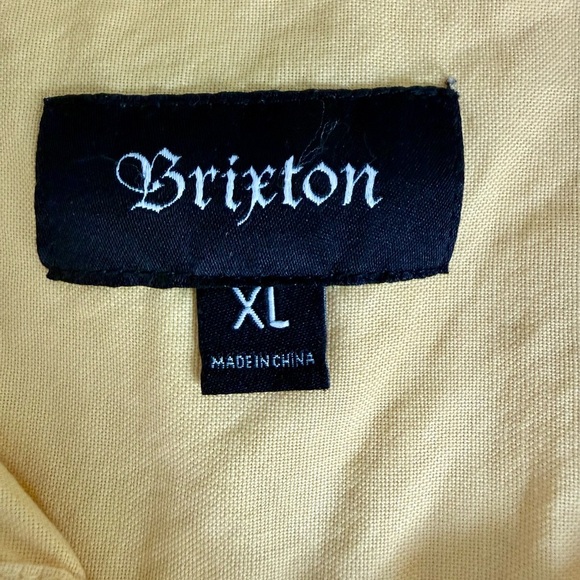 EUC Brixton Short Sleeve Garment-Dyed Cotton Button-Up Shirt – XL Mustard Yellow - Picture 2 of 12